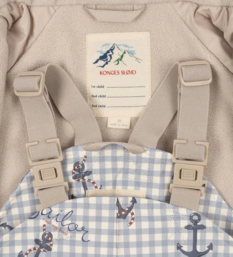 Børn Konges Sløjd Regntøj m. Seler/Fleece - PU - Palme - Sailor Check