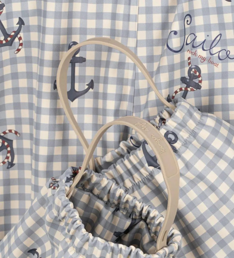 Børn Konges Sløjd Regntøj m. Seler/Fleece - PU - Palme - Sailor Check