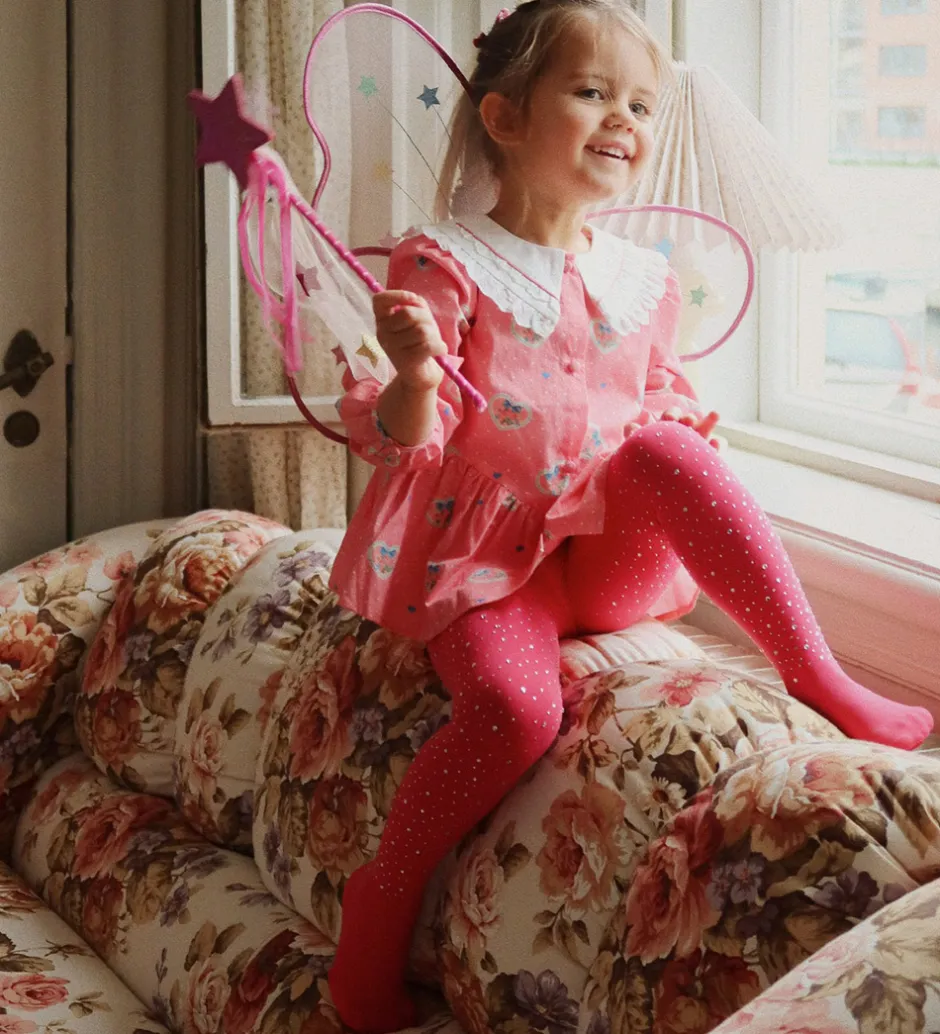 Strømpebukser*Konges Sløjd Strømpebukser - Glam - Amour Pink m. Rhinsten