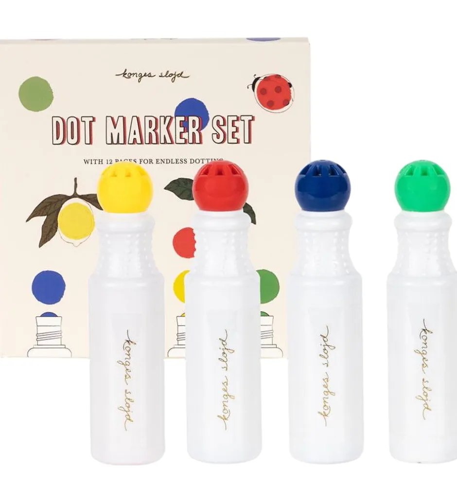 Kreasæt*Konges Sløjd Tuscher m. Tegneark - Dot Marker - Multi