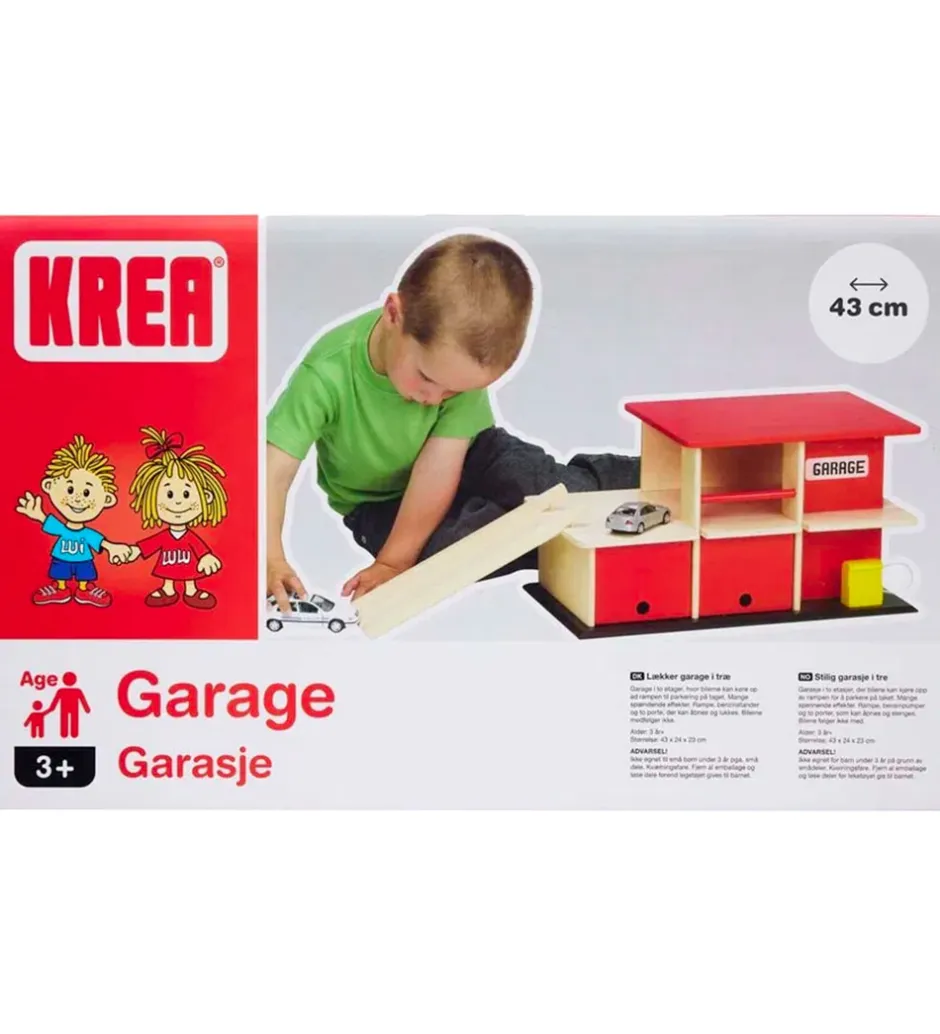 Trælegetøj*Krea Garage - Træ - 43x24 cm - Rød/Natur
