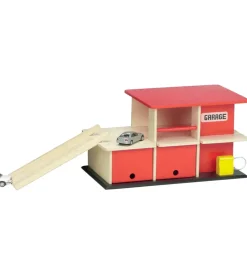 Trælegetøj*Krea Garage - Træ - 43x24 cm - Rød/Natur