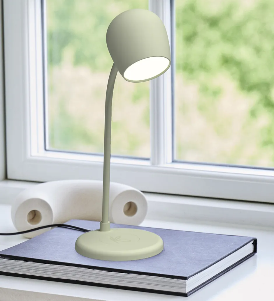 Kreafunk Lampe m. Oplader + Højtaler - Ellie - Dusty Olive
