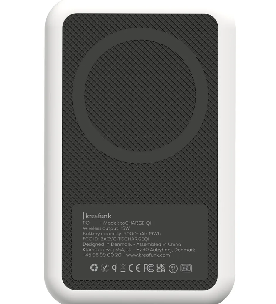 Kreafunk Powerbank - toCHANGE QI - Hvid - 5.000mAh