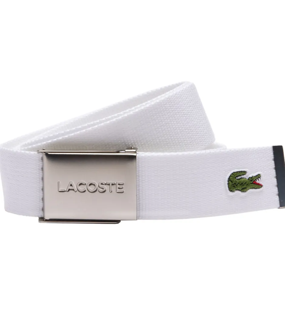 Bælter*Lacoste Bælte - Woven Strap - Hvid m. Logo
