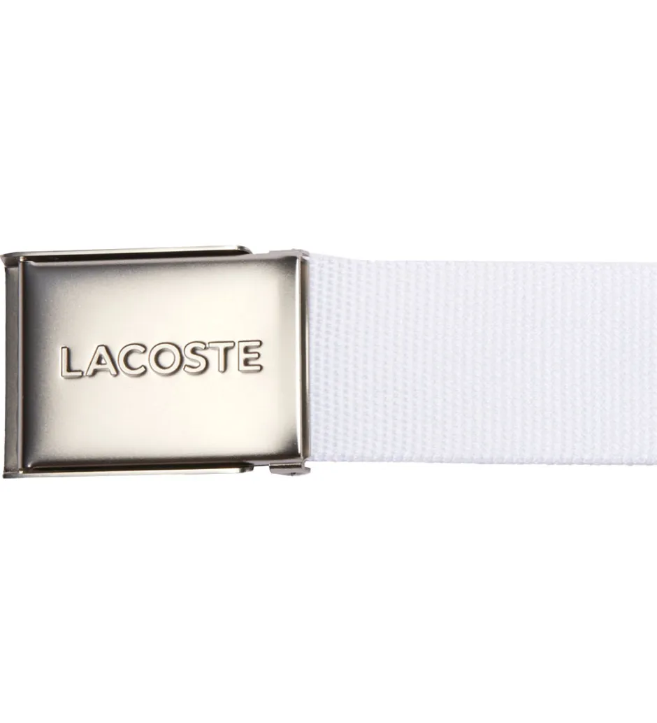 Bælter*Lacoste Bælte - Woven Strap - Hvid m. Logo