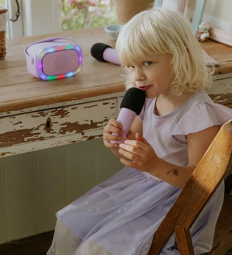 Musikinstrumenter|Højtalere*Lalarma Højtaler m. 2 Mikrofoner - Trådløs - Karaoke - Purple