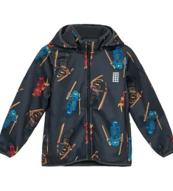 Børn LEGO® Wear LEGO® Ninjago Softshelljakke - LWSaku 602 - Koksgrå m. Ninjaer