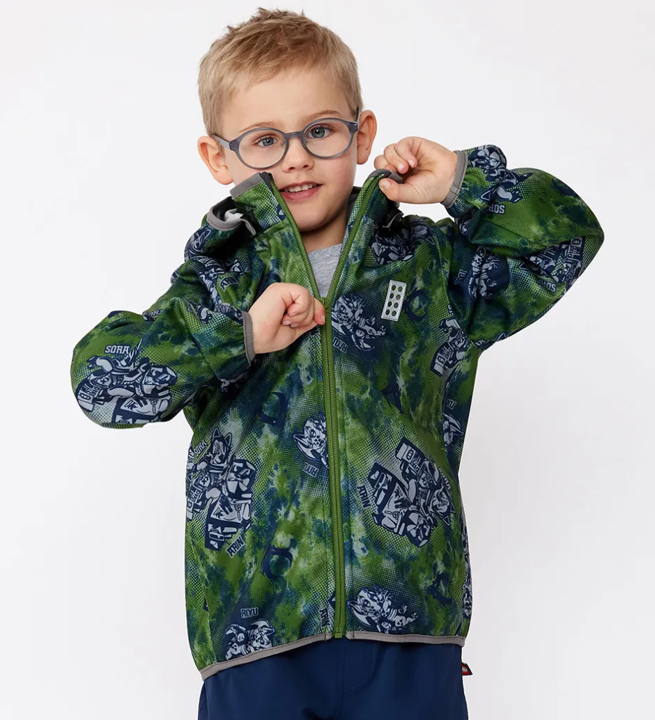 Børn LEGO® Wear LEGO® Ninjago Softshelljakke - LWScout 202 - Twist Of Lime/Grå m