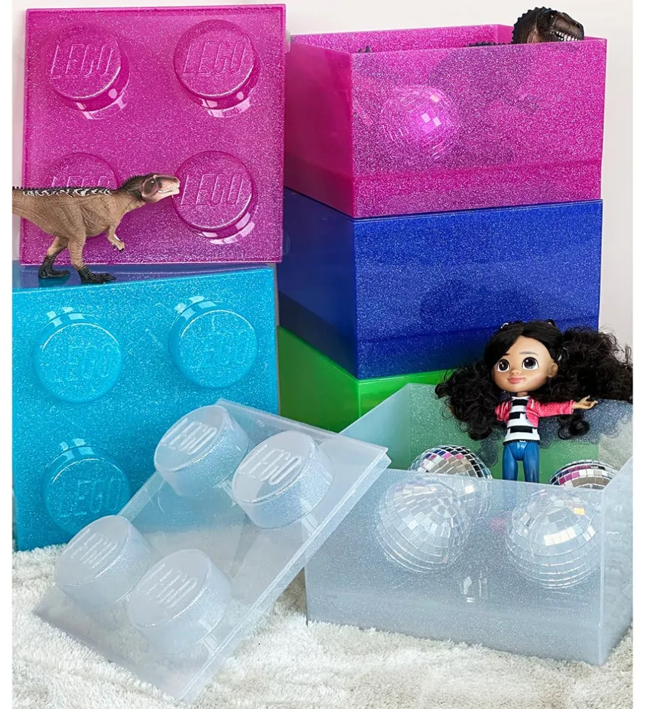 Bokse Og Kasser|Opbevaring*LEGO® Storage Opbevaringsboks - 4 Knopper - Glitter Medium Viole