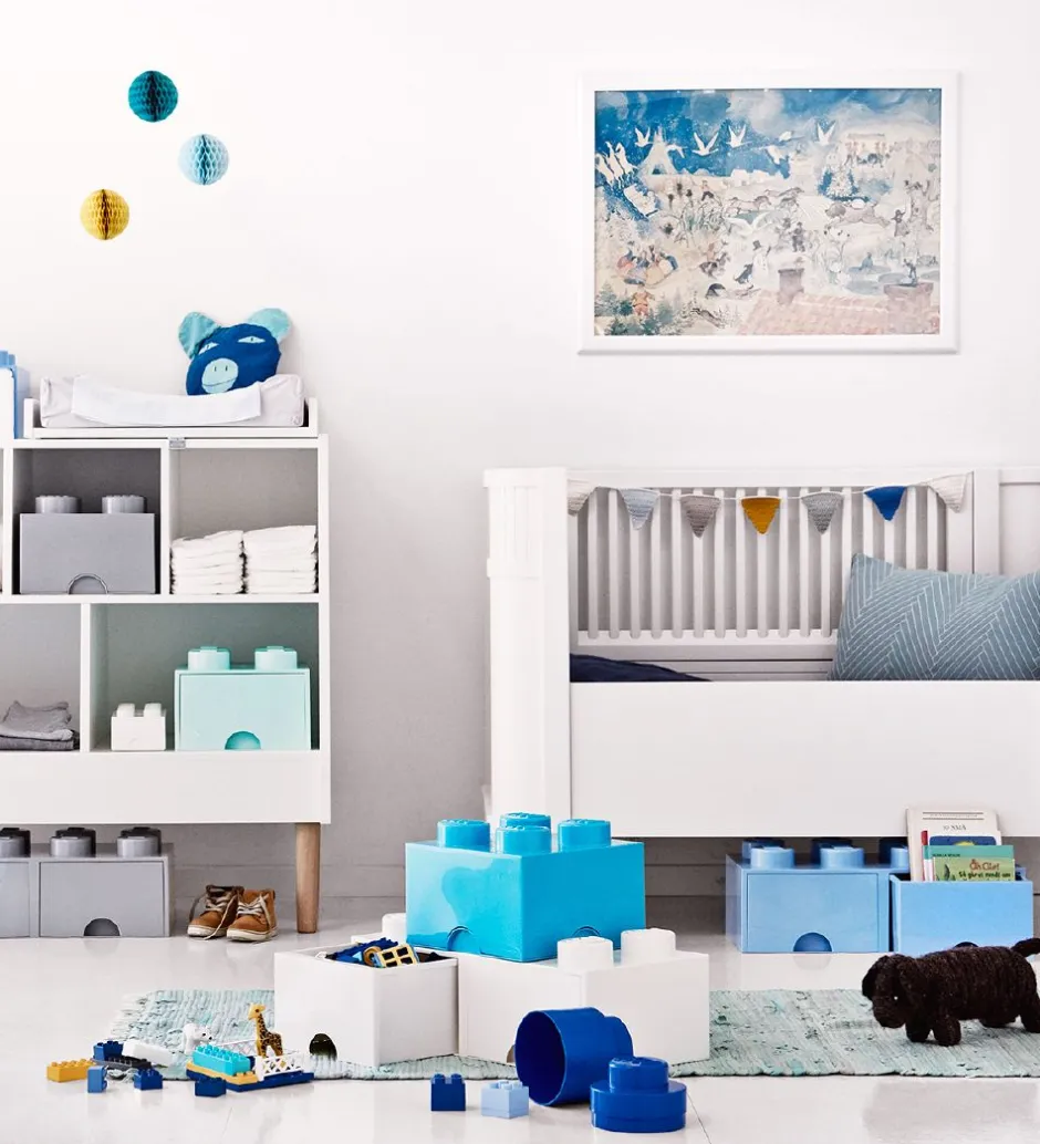 LEGO® Storage Opbevaringsskuffe - 8 Knopper - 50x25x18 - Lyseblå