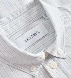 Skjorter*Les Deux Skjorte - Kent Print Stripe - Xenon Blue