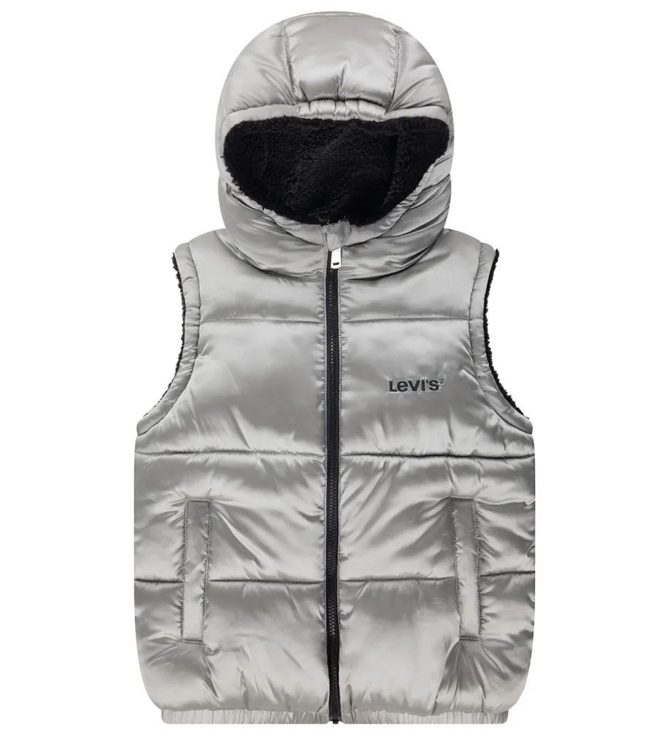 Børn Levis Dynevest m. Fleece - Vendbar - Sølv/Sort