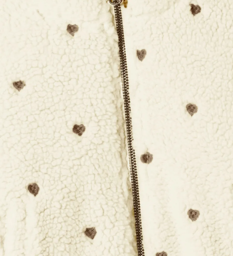Fleece*Lil Atelier Lil' Atelier Fleecejakke - NmfNalo - Turtledove/Sort m. Hjerter