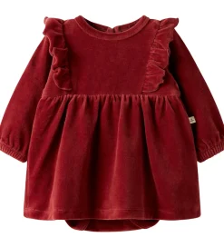 Kjoler*Lil Atelier Lil' Atelier Kjolebody l/æ - Velour - NbfSaga - Red Dahlia