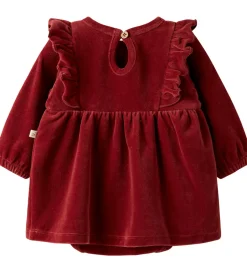 Kjoler*Lil Atelier Lil' Atelier Kjolebody l/æ - Velour - NbfSaga - Red Dahlia
