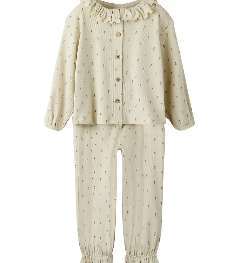 Nattøj*Lil Atelier Lil' Atelier Nattøj - 2-delt - Rib - NmfGago - Turtledove/Floral