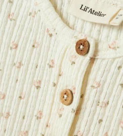 Børn Lil Atelier Lil' Atelier Sommerdragt - Rib - NbfHulla - Coconut Milk m. Blom