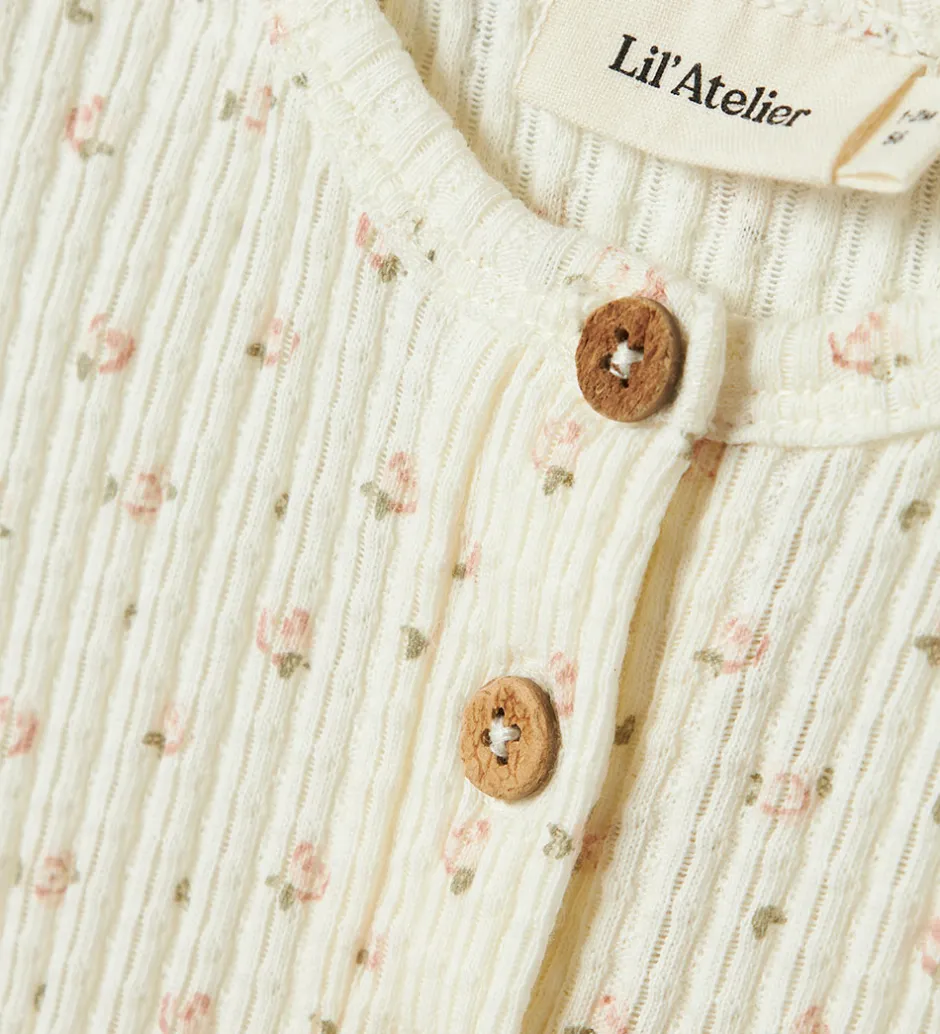Børn Lil Atelier Lil' Atelier Sommerdragt - Rib - NbfHulla - Coconut Milk m. Blom