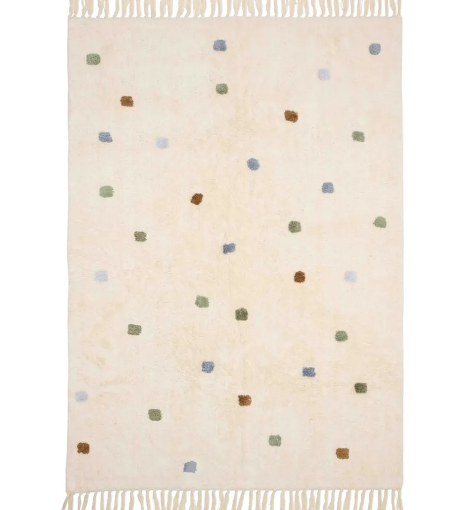 Tæpper|Gulvtæpper*Little Dutch Gulvtæppe - 120x170 cm - Beige m. Blå Prikker