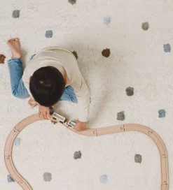 Tæpper|Gulvtæpper*Little Dutch Gulvtæppe - 120x170 cm - Beige m. Blå Prikker