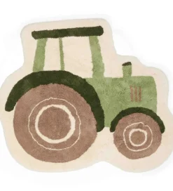 Børn Little Dutch Gulvtæppe - 100x110 cm - Olive m. Traktor