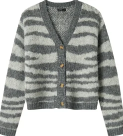 Cardigans*LMTD Cardigan - NlfNulos - Kort Strik - Dark Grey Melange