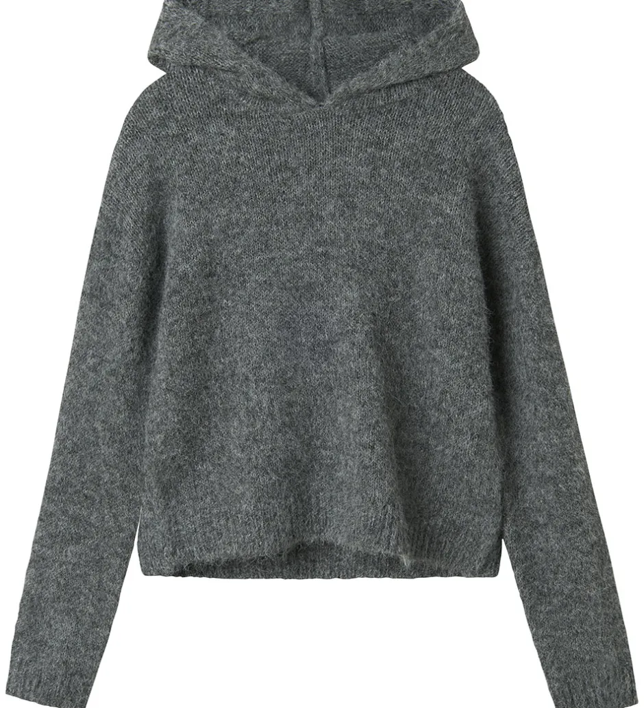 Børn LMTD Hættetrøje - Strik - NlfNulo - Dark Grey Melange