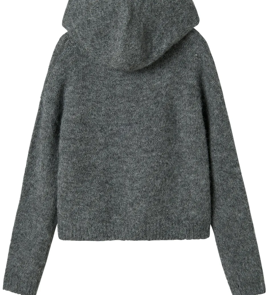 Børn LMTD Hættetrøje - Strik - NlfNulo - Dark Grey Melange