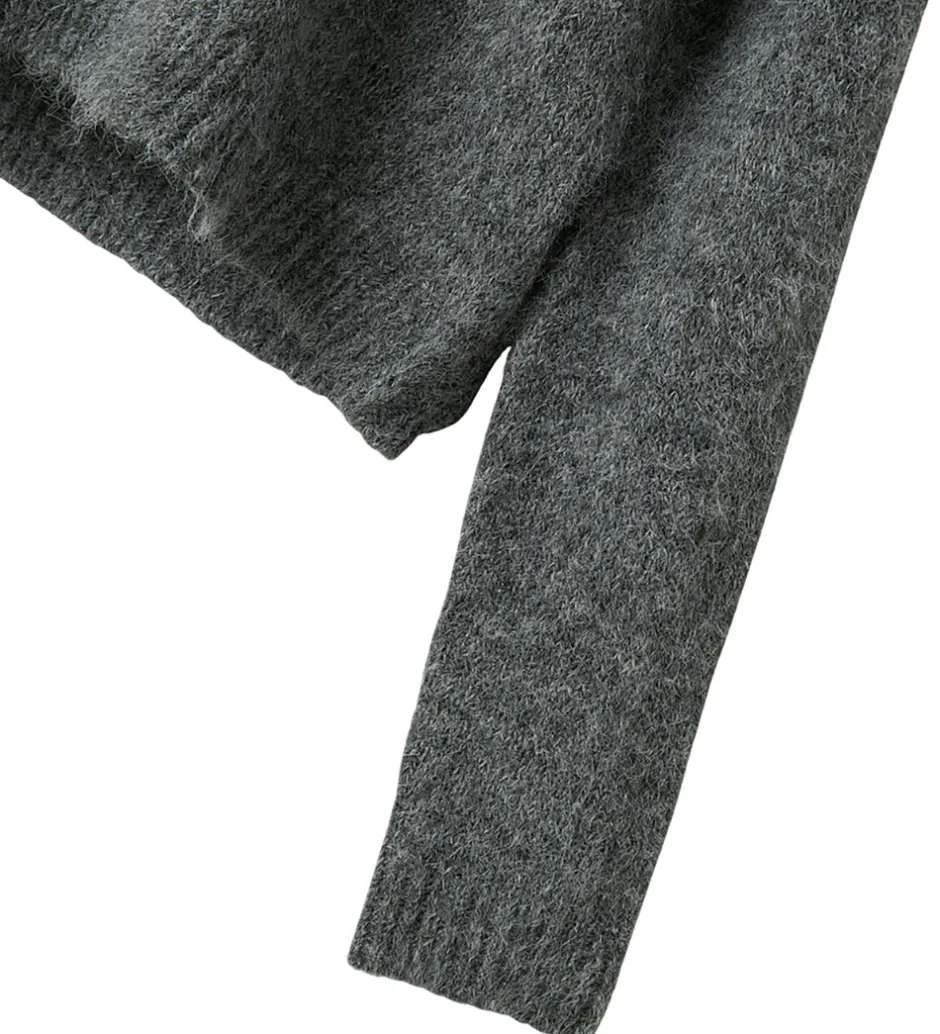 Børn LMTD Hættetrøje - Strik - NlfNulo - Dark Grey Melange