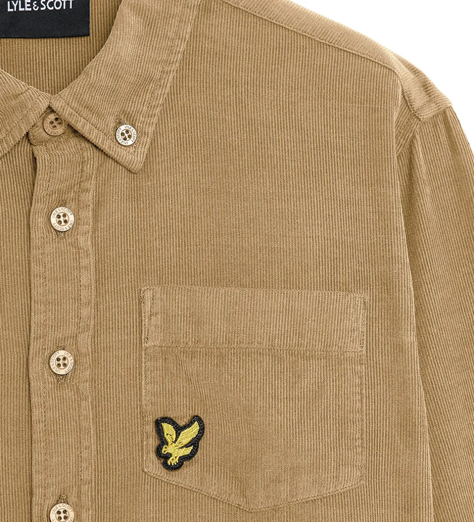 Konfirmationstøj*Lyle & Scott Skjorte - Fløjl - Needle Cord - Sand Storm