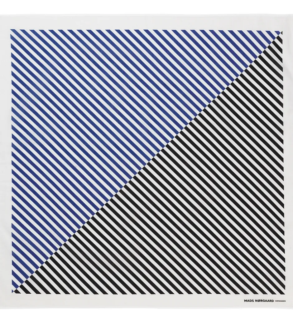 Tørklæder*Mads Nørgaard Tørklæde - 55x55cm - Bluing/Jet Black Stribet