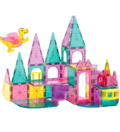 Magnetlegetøj*Magna-Tiles Magnetsæt - 48 Dele - Castle Deluxe + MicroMAGS