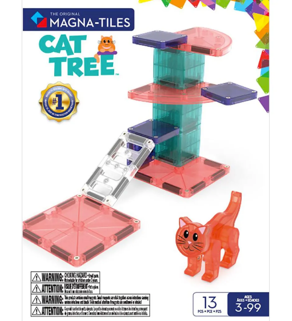 Magnetlegetøj|Konstruktionslegetøj*Magna-Tiles Magnetsæt - 13 Dele - Cat Tree + MicroMAGS