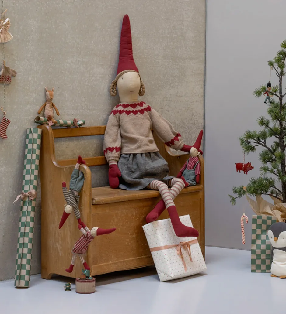 Julepynt|Dekoration*Maileg Nissepige - Str. 6 - Nederdel og Strikket Sweater