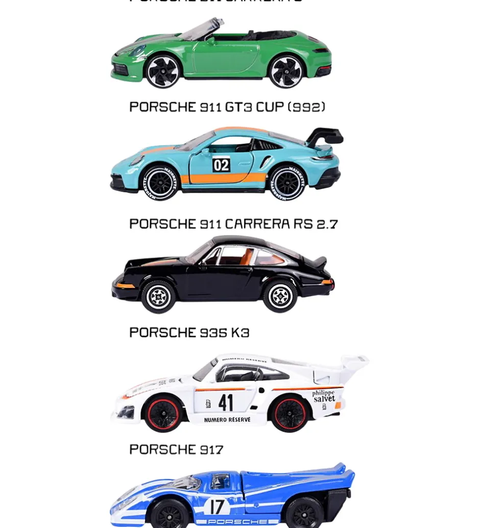 Biler, Tog Og Køretøjer*Majorette Biler - Porsche - 5-pak