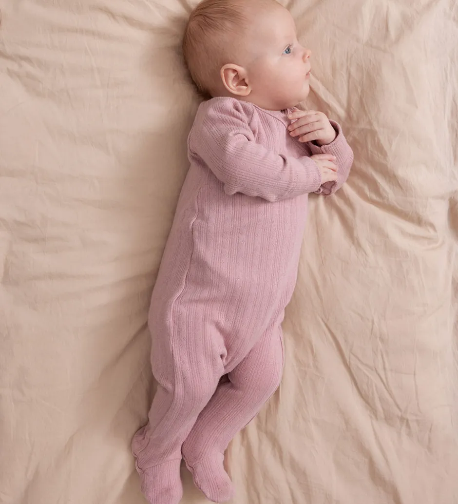 Børn MarMar Heldragt m. Fødder - Modal - Rib - Rubetta - Soft Berry