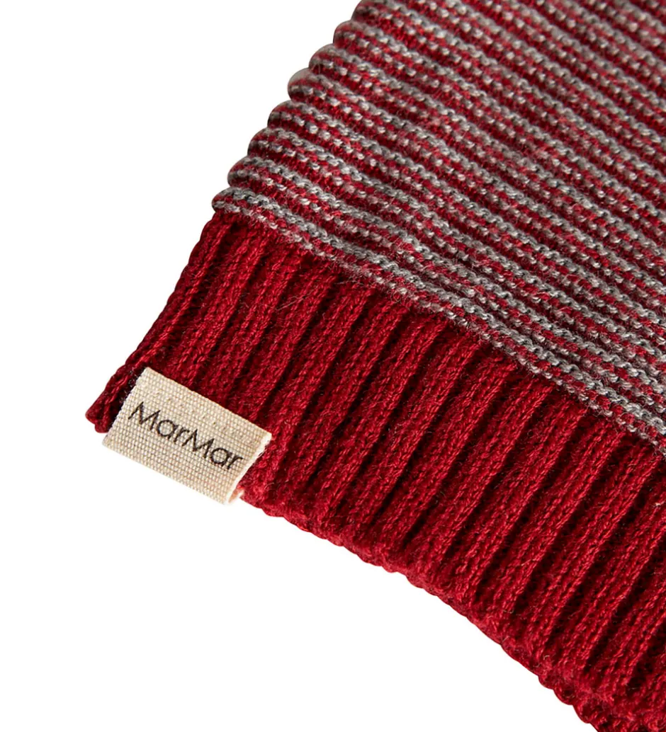 Juletøj|Huer Og Hatte*MarMar Nissehue - Strik - Alfen - Hibiscus Red Stripe