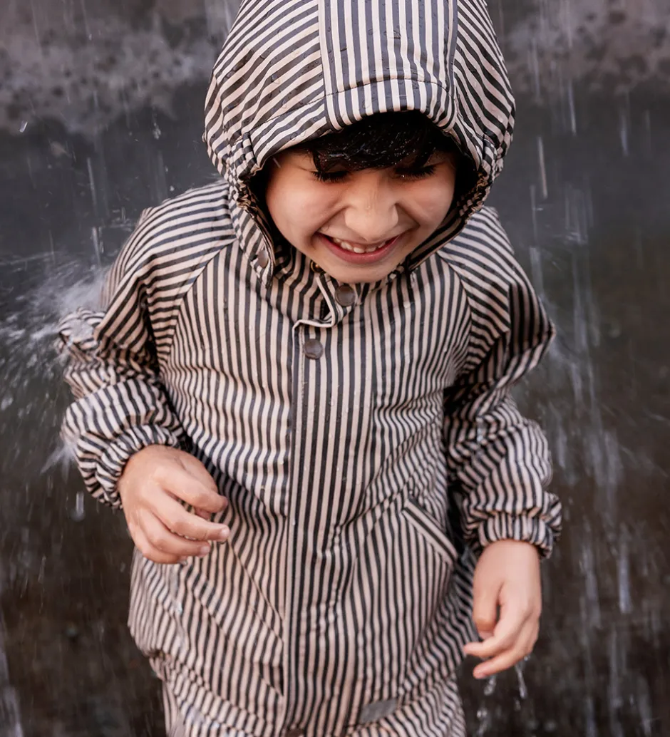Børn MarMar Regntøj m. Seler - PU - Oddy - Brown Stripe
