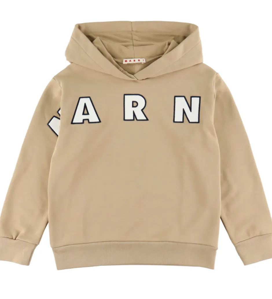 Børn Marni Hættetrøje - Cardboard Beige m. Logo