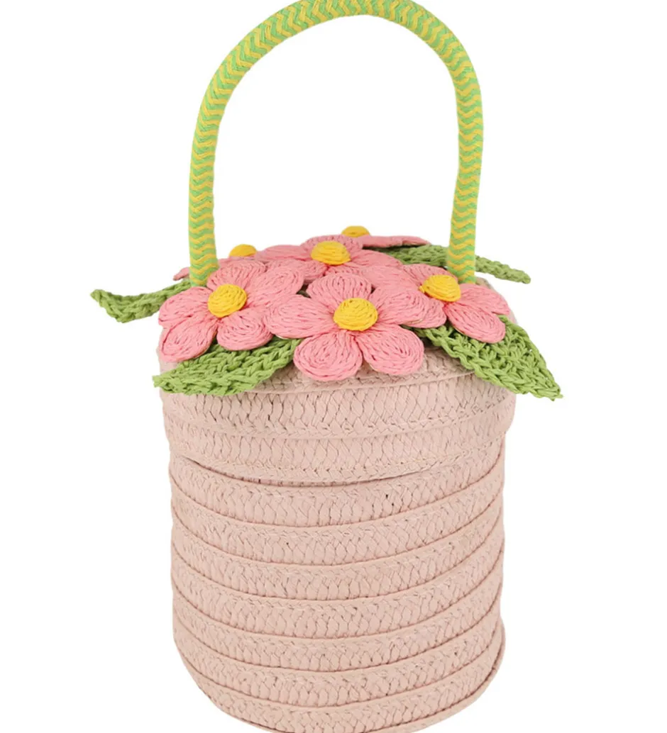 Kurve|Opbevaring*Meri Meri Stråtaske - Blomster - Kurv - 13x18 cm - Rosa