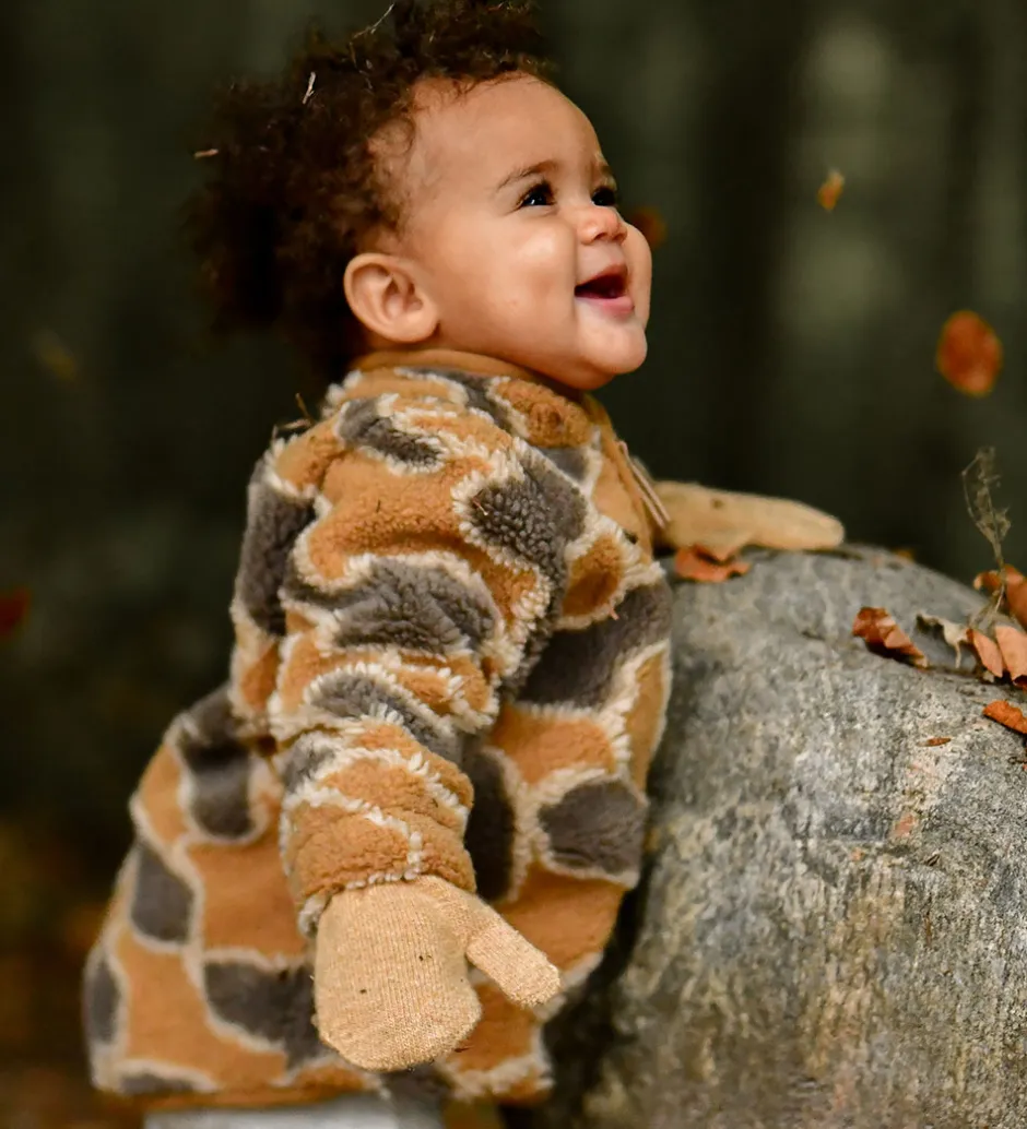 Børn Mikk-Line Fleecejakke - Burlwood m. Camouflage
