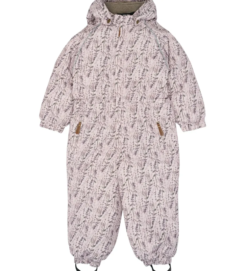 Børn Mikk-Line Flyverdragter - Floral - Cloud Gray m. Print