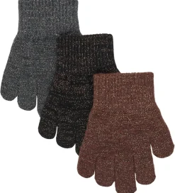 Handsker Og Luffer*Mikk-Line Handsker - Uld/Polyamid - 3-pak - French Roast-Black-A