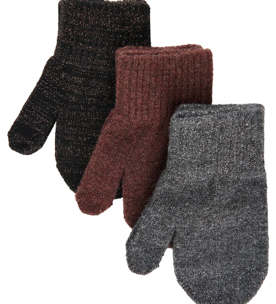 Handsker Og Luffer*Mikk-Line Luffer - Uld/Polyamid - 3-pak - French Roast-Black-An