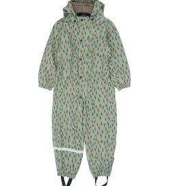 Børn Mikk-Line Regndragt m. Fleece - PU - Iceberg Green m. Print
