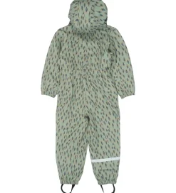 Børn Mikk-Line Regndragt m. Fleece - PU - Iceberg Green m. Print