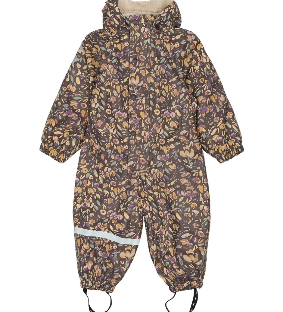 Regntøj*Mikk-Line Regndragt m. For - PU - Raisin m. Blomster