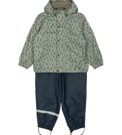 Børn Mikk-Line Regntøj m. Fleece - PU - Iceberg Green
