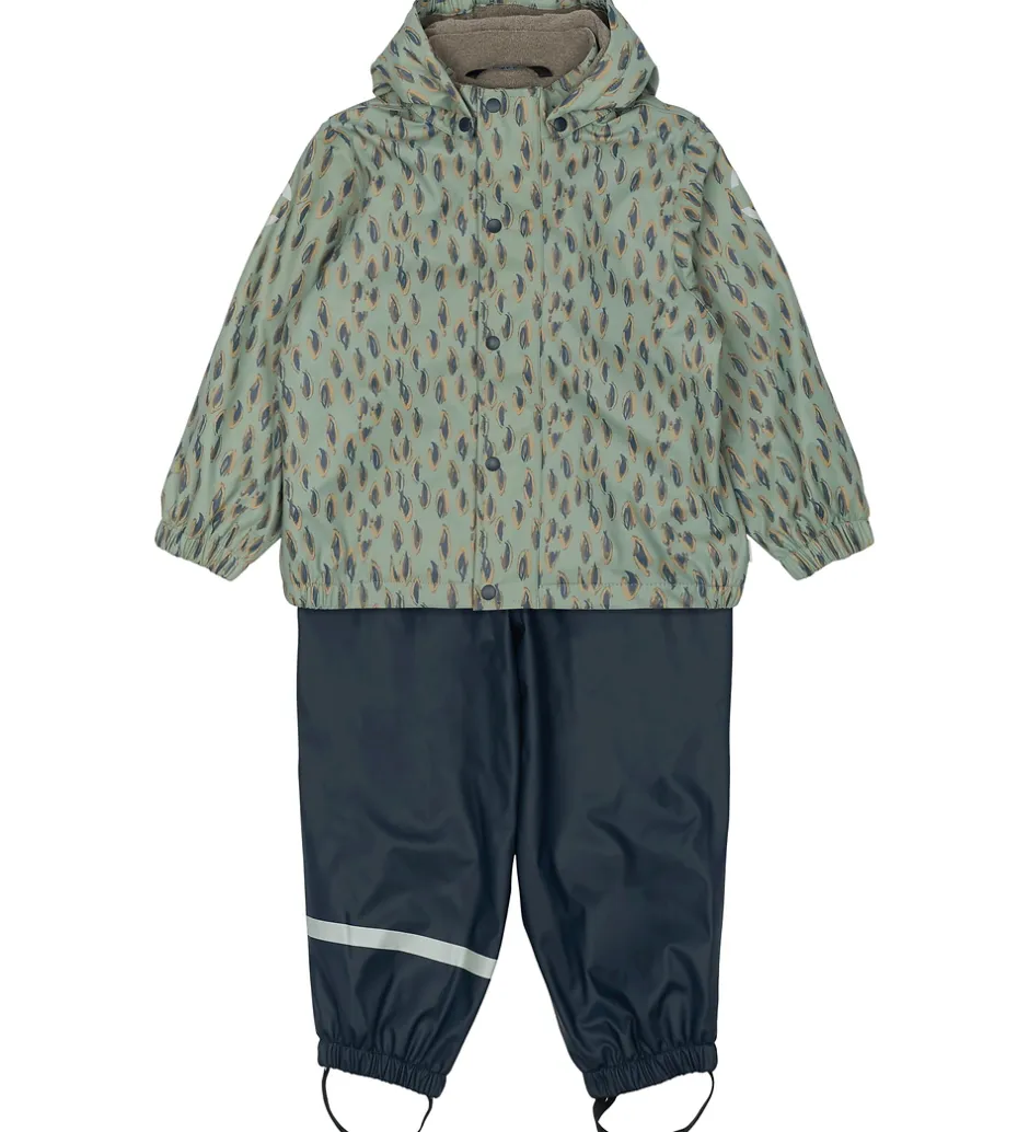 Børn Mikk-Line Regntøj m. Fleece - PU - Iceberg Green